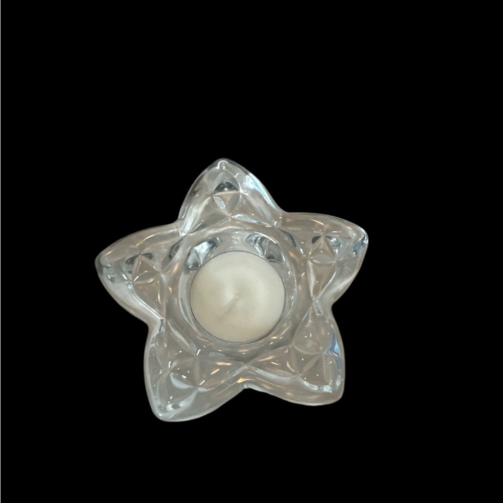Cashs Ireland Crystal Trinity Star Votive Candle Holder.  Signed. (2-T)
